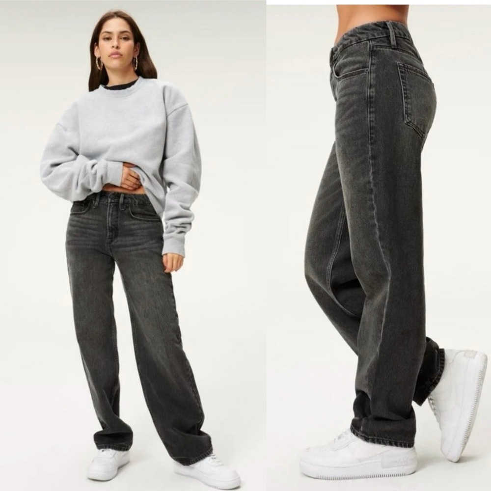 Good American Good 90s Cotton Baggy Wide Leg Jean Black Size 12/31 BUT fits 8/10